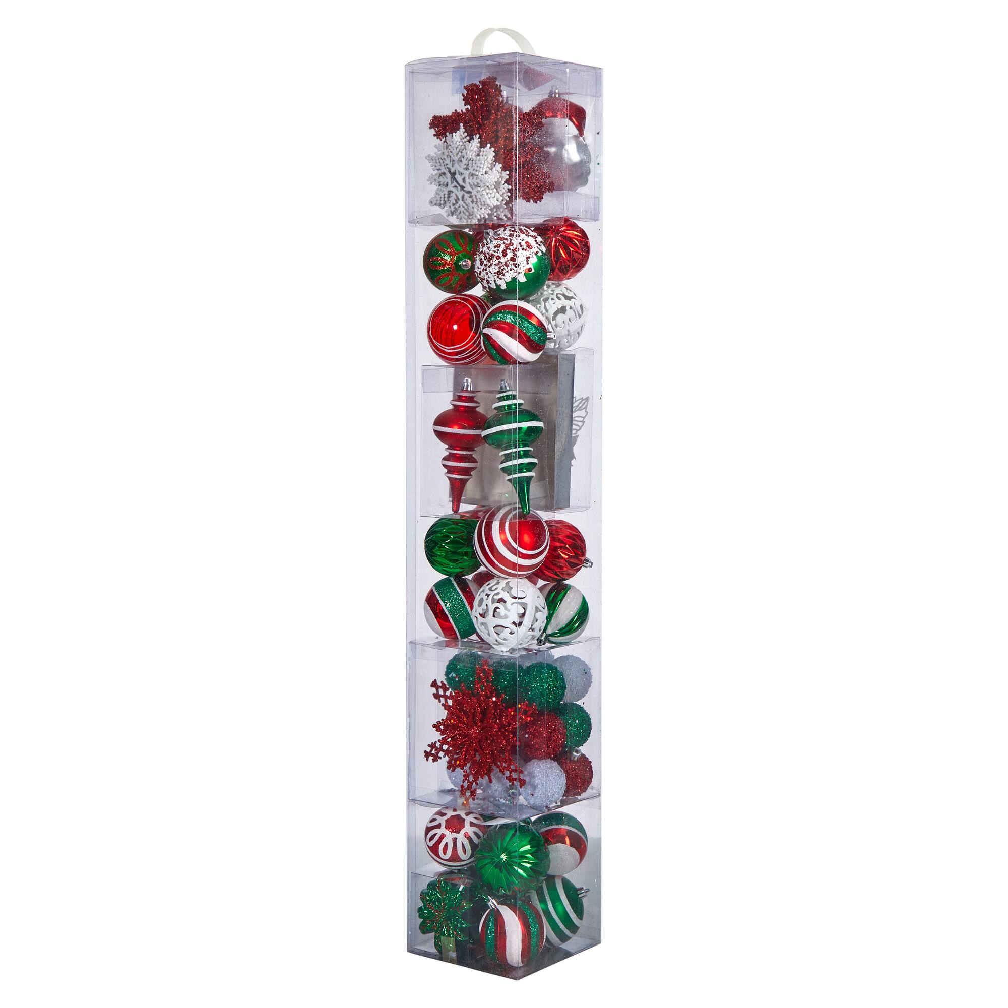 70ct. Holiday Deluxe Shatterproof Christmas Tree Ornament Box Set